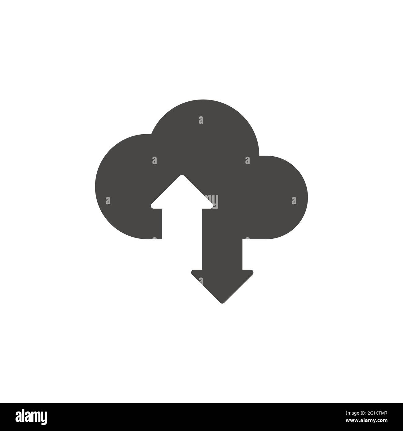 Cloud-Datenspeicher mit Pfeilsymbol. Das Symbol für das Hochladen und Herunterladen von Konzepten. Stock Vektor