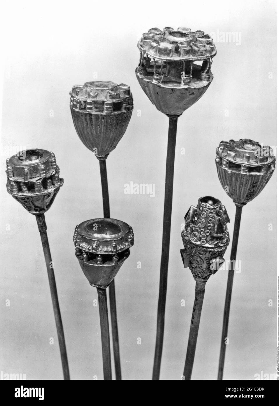 Schmuck, Mittelalter, Haarnadel, Frankish, Rheinland, 7. Jahrhundert, Rheinisches Landesmuseum, Bonn, ZUSÄTZLICHE-RIGHTS-CLEARANCE-INFO-NOT-AVAILABLE Stockfoto