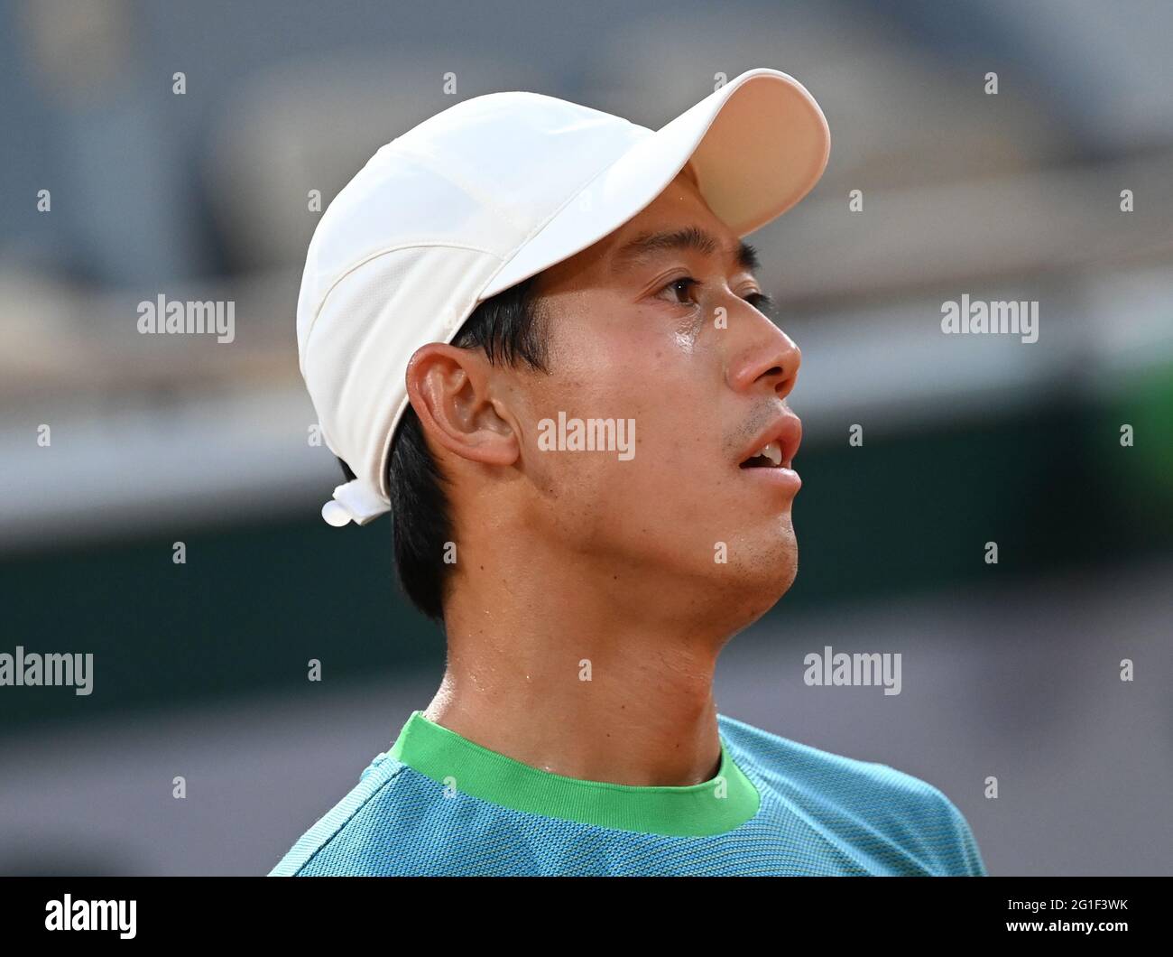 Paris, Fra. Juni 2021. Paris, Roland Garros, Tag der offenen Tür 8 06/06/2021 Kei Nishikori (JAP) Credit: Roger Parker/Alamy Live News Stockfoto