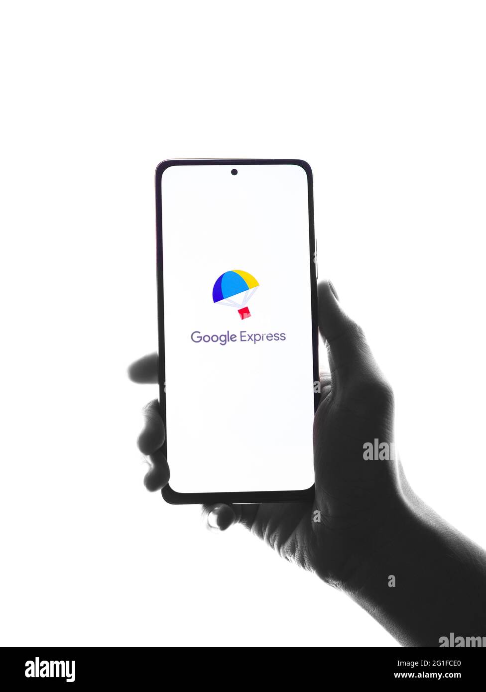 Assam, indien -Mai 29, 2021 : Google Express-Logo auf dem Handy-Bildschirm Stock Bild. Stockfoto