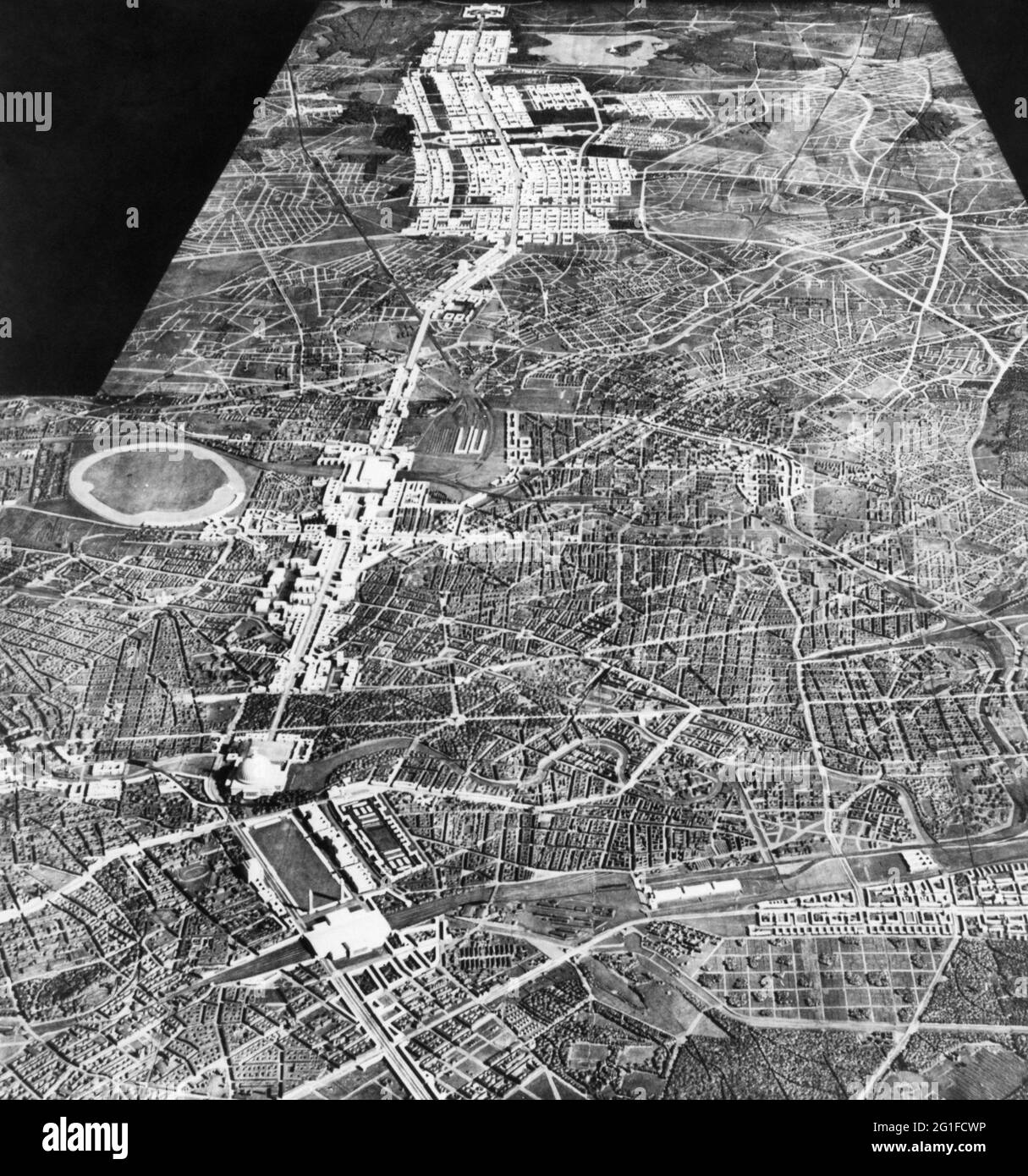 Nationalsozialismus / Nationalsozialismus, Architektur, Hauptstadt des Dritten Reiches 'Germania' (ehemals Berlin), Miniatur, topview, NUR REDAKTIONELLE VERWENDUNG Stockfoto