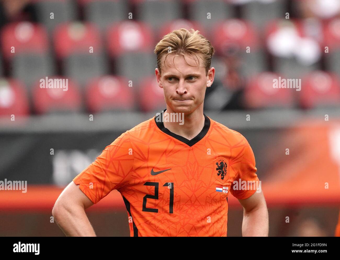 Frenkie de Jong beim Freundschaftsspiel Niederlande gegen Georgien am 6. Juni 2021 im FC Twente Stadion in Enschede, Niederlande Foto von SCS/Soenar Chamid/AFLO (HOLLAND OUT) Stockfoto