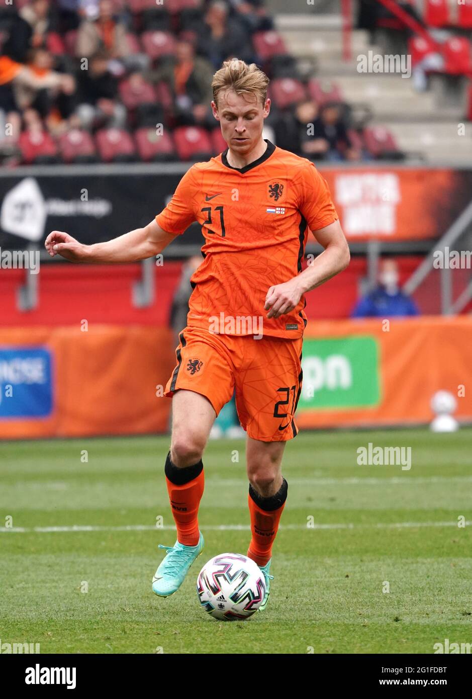 Frenkie de Jong beim Freundschaftsspiel Niederlande gegen Georgien am 6. Juni 2021 im FC Twente Stadion in Enschede, Niederlande Foto von SCS/Soenar Chamid/AFLO (HOLLAND OUT) Stockfoto