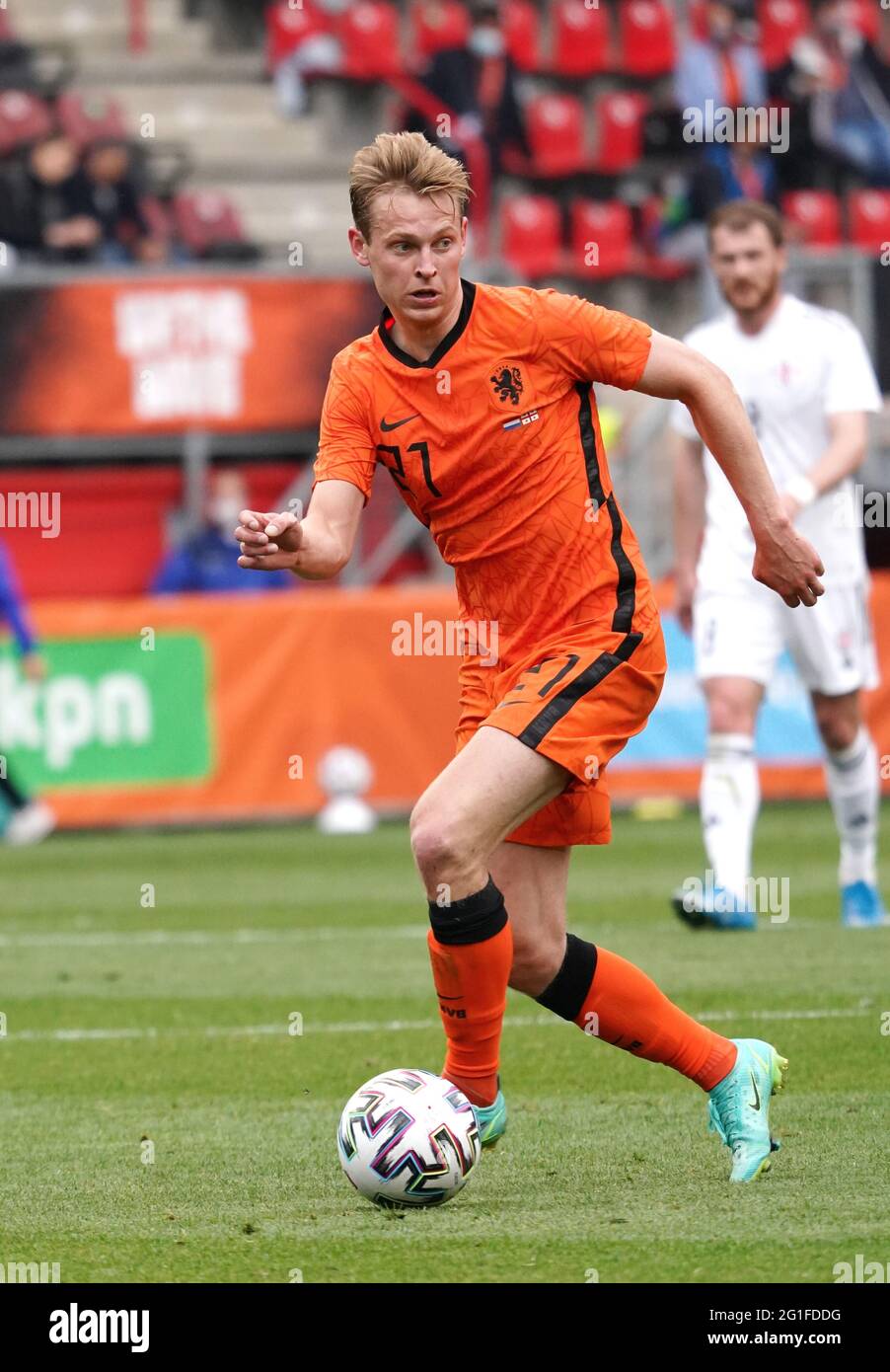 Frenkie de Jong beim Freundschaftsspiel Niederlande gegen Georgien am 6. Juni 2021 im FC Twente Stadion in Enschede, Niederlande Foto von SCS/Soenar Chamid/AFLO (HOLLAND OUT) Stockfoto