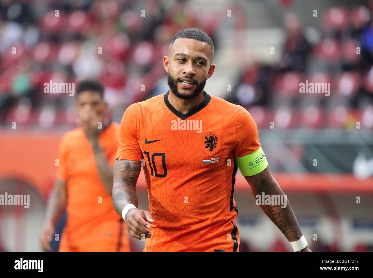 Memphis Depay beim Freundschaftsspiel Niederlande gegen Georgien am 6. Juni 2021 im FC Twente Stadion in Enschede, Niederlande Foto von SCS/Soenar Chamid/AFLO (HOLLAND OUT) Stockfoto