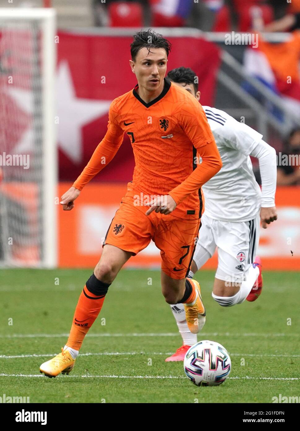 Steven Bergwijn beim Freundschaftsspiel Niederlande gegen Georgien am 6. Juni 2021 im FC Twente Stadion in Enschede, Niederlande Foto von SCS/Soenar Chamid/AFLO (HOLLAND OUT) Stockfoto