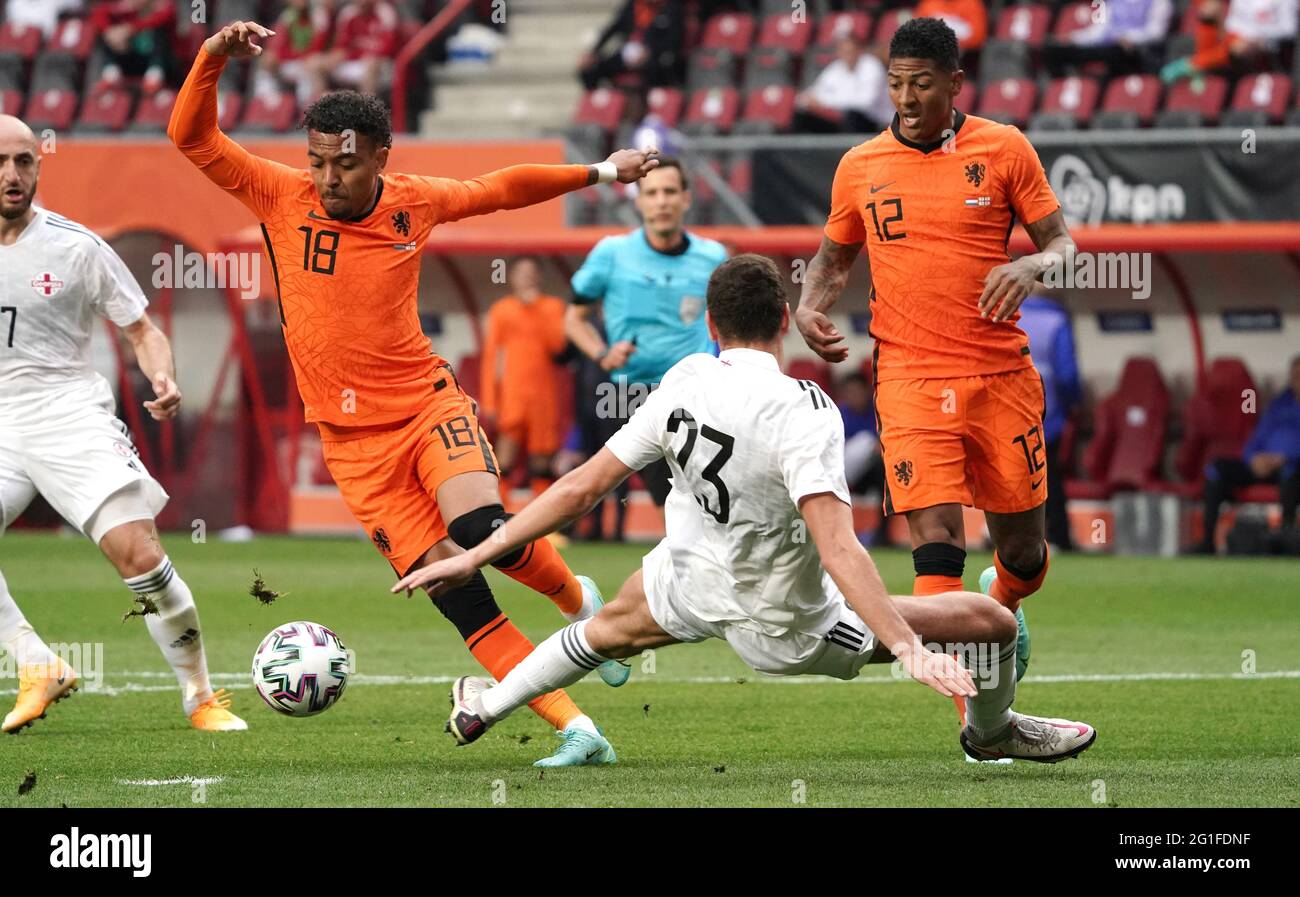 Donyell Malen beim Freundschaftsspiel Niederlande gegen Georgien am 6. Juni 2021 im FC Twente Stadion in Enschede, Niederlande Foto von SCS/Soenar Chamid/AFLO (HOLLAND OUT) Stockfoto