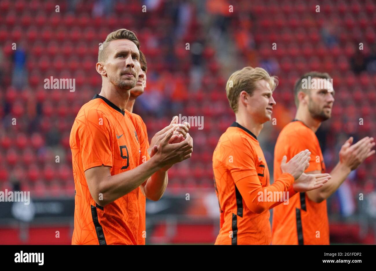 Luuk de Jong beim Freundschaftsspiel Niederlande gegen Georgien am 6. Juni 2021 im FC Twente Stadion in Enschede, Niederlande Foto von SCS/Soenar Chamid/AFLO (HOLLAND OUT) Stockfoto