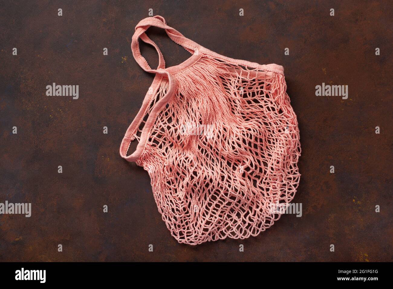 Wiederverwendbare mesh Baumwolle Shopping Bag, Kunststoff sich null Abfall Konzept Stockfoto