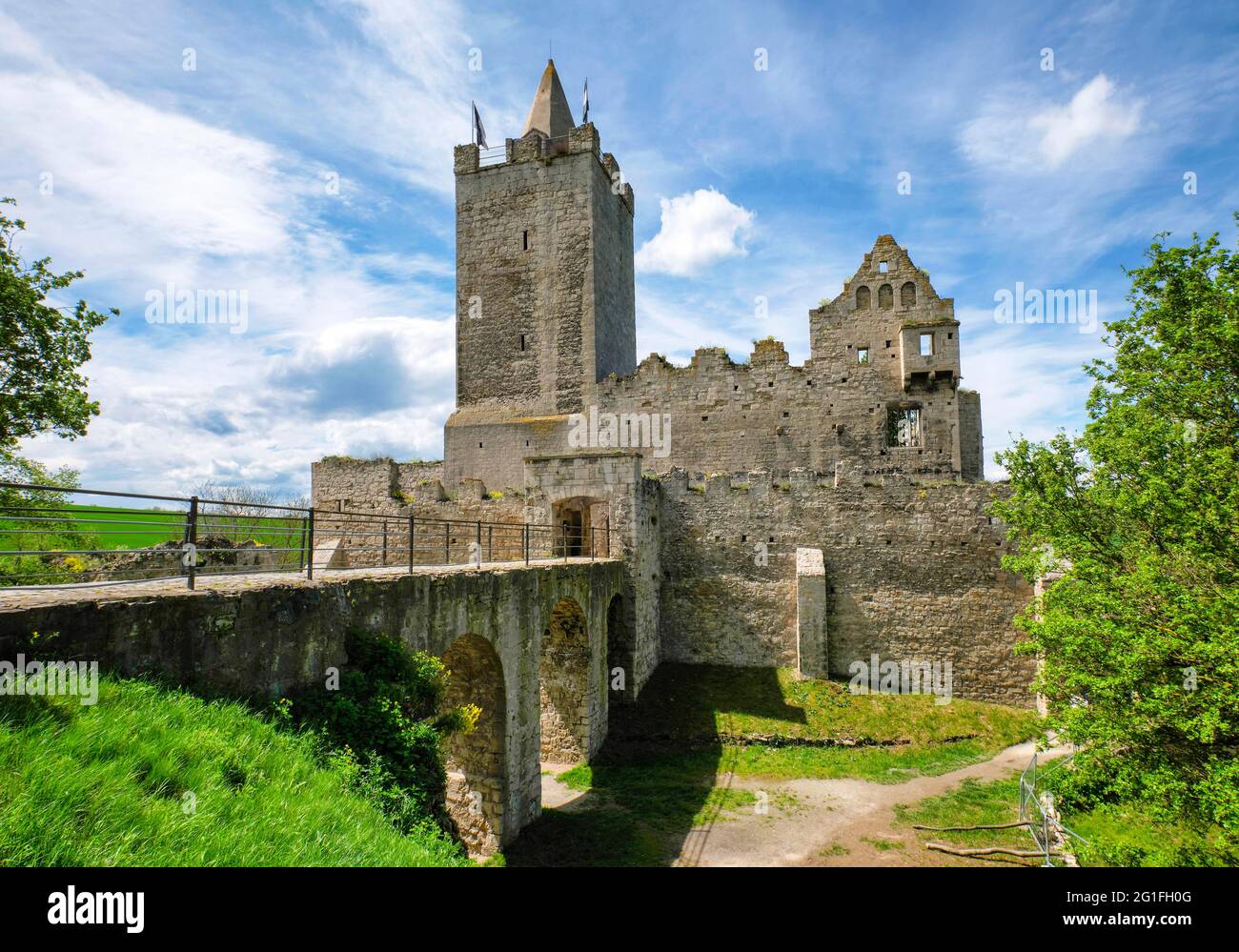 Burgruine Rudelsburg bei Bad Koesen, Naumburg, Sachsen-Anhalt, Deutschland Stockfoto