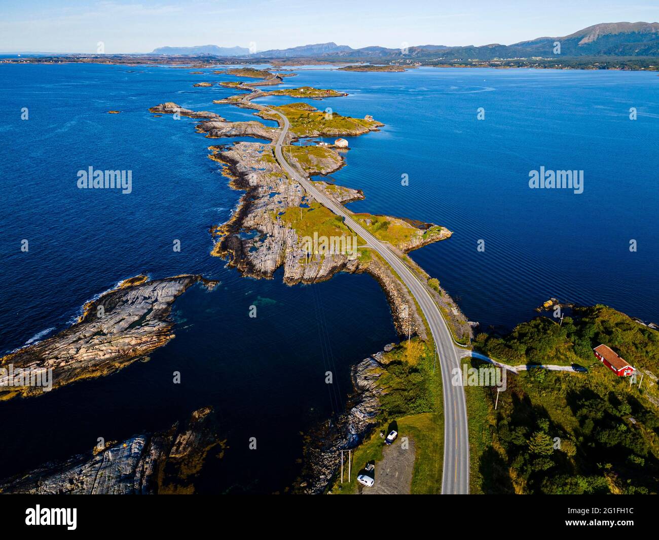 Luftaufnahme der Atlantikstraße, Bezirk More Og Romsdal, Norwegen Stockfoto