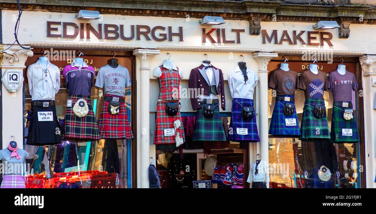 Traditional Kilt Shop, Edinburgh, Schottland, Vereinigtes Königreich Stockfoto
