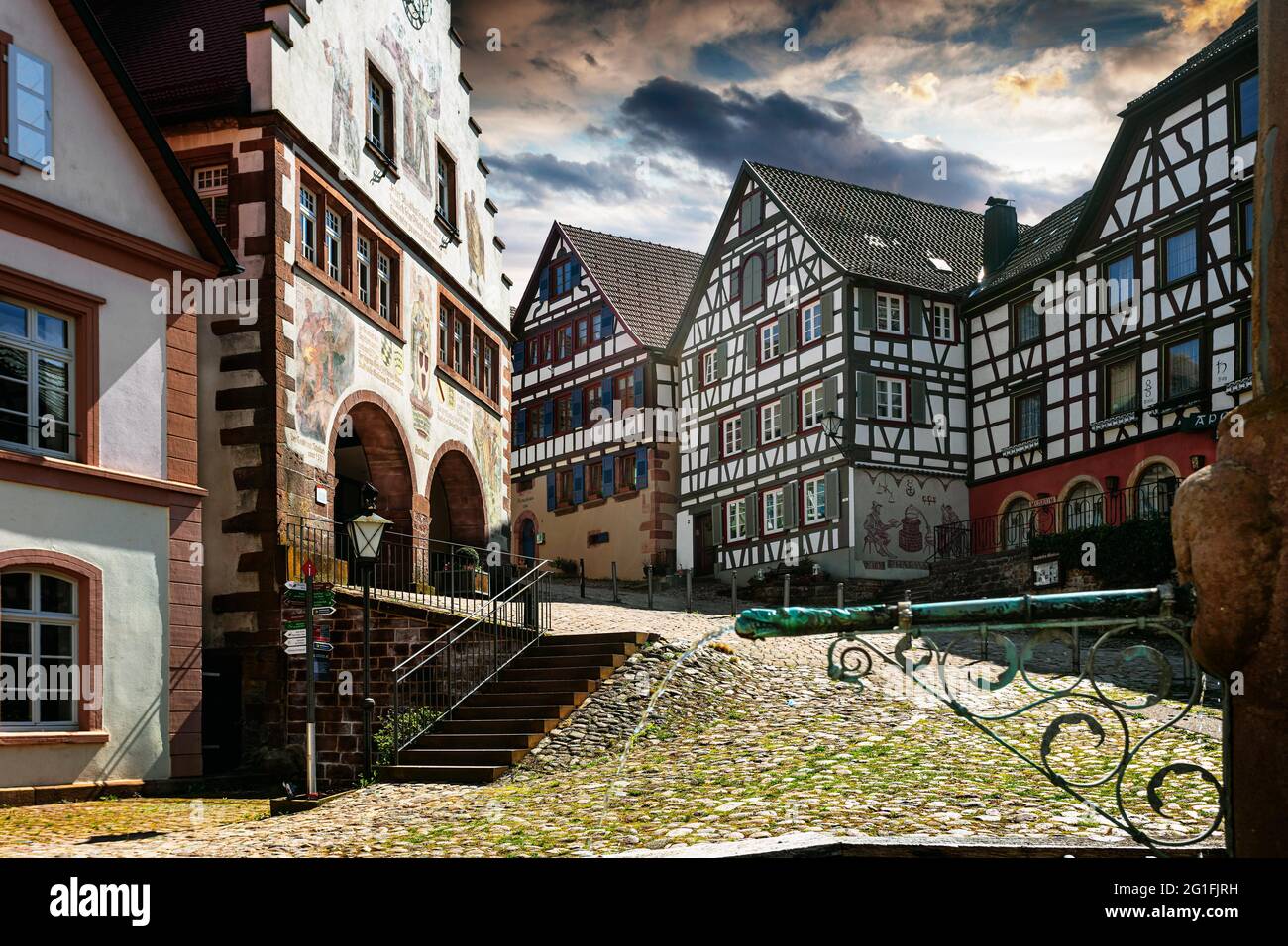 Historischer Marktplatz von Schiltach, Schwarzwald, Baden-Württemberg, Komponieren, Deutschland Stockfoto