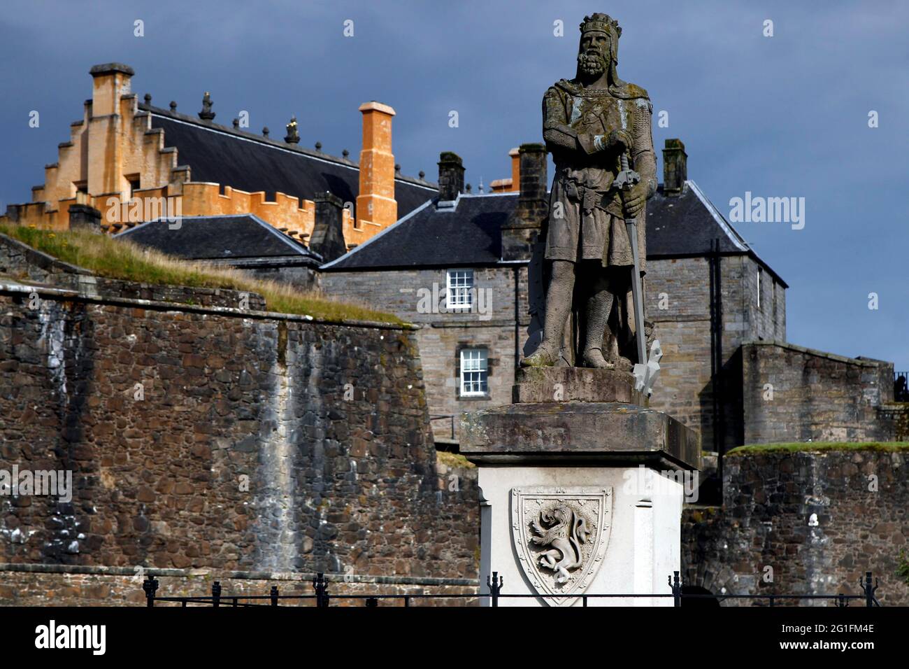 Robert the Bruce, Robert I, King of Scotland, Statue, Monument, Burg Stirling, Burg, Burghügel, Schlacht von Bannockburn, Stirling, Stirling und Stockfoto