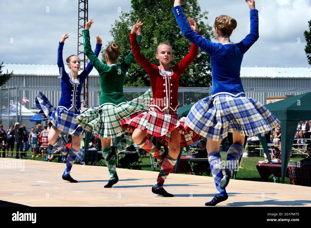 Highlandgames, Highland Games, Highland Dance, Highland Dance, Tartan, Plaid, Schottland, Nordamerika, Amerika, Großbritannien, Kanada Stockfoto