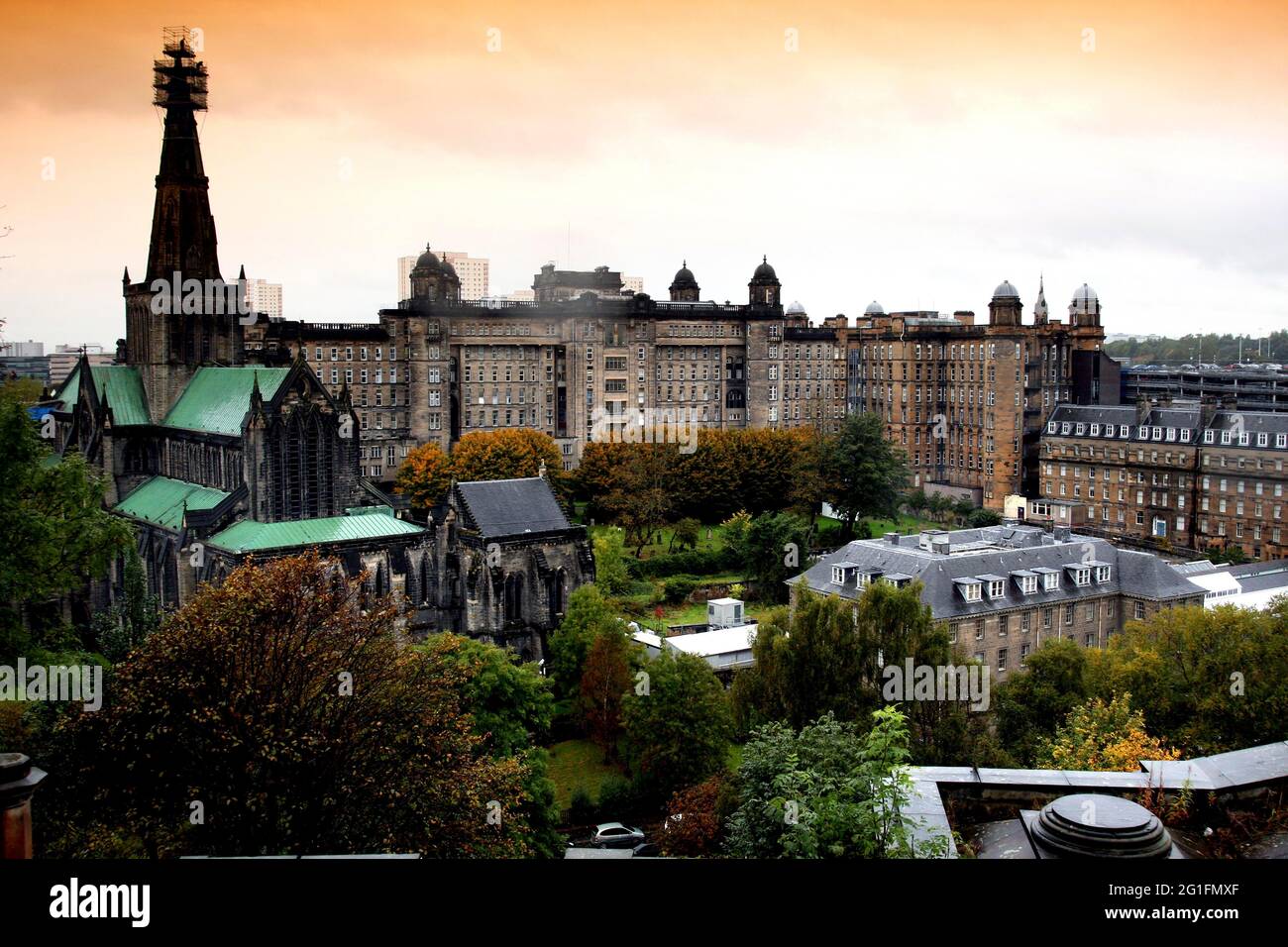 East End, Cathedral District, Glasgow Cathedral, Cathedral, View from Glasgow Necropolis, Fir Park Hill, Glasgow, Schottland, Großbritannien Stockfoto