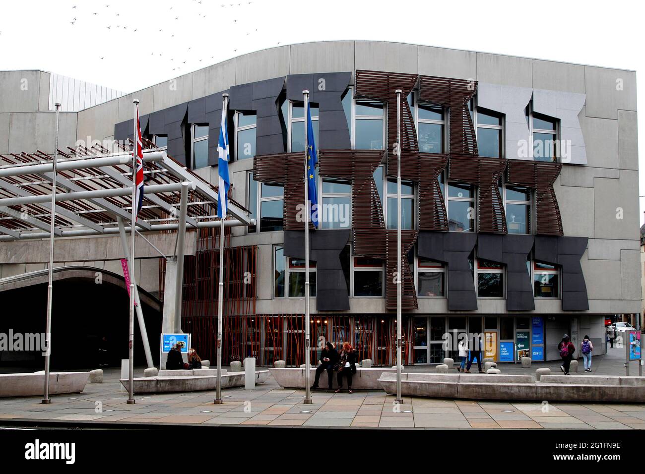 Schottisches Parlament, schottisches Parlament, Architekt Enric Miralles, Holyrood, Edinburgh, Schottland, Vereinigtes Königreich Stockfoto