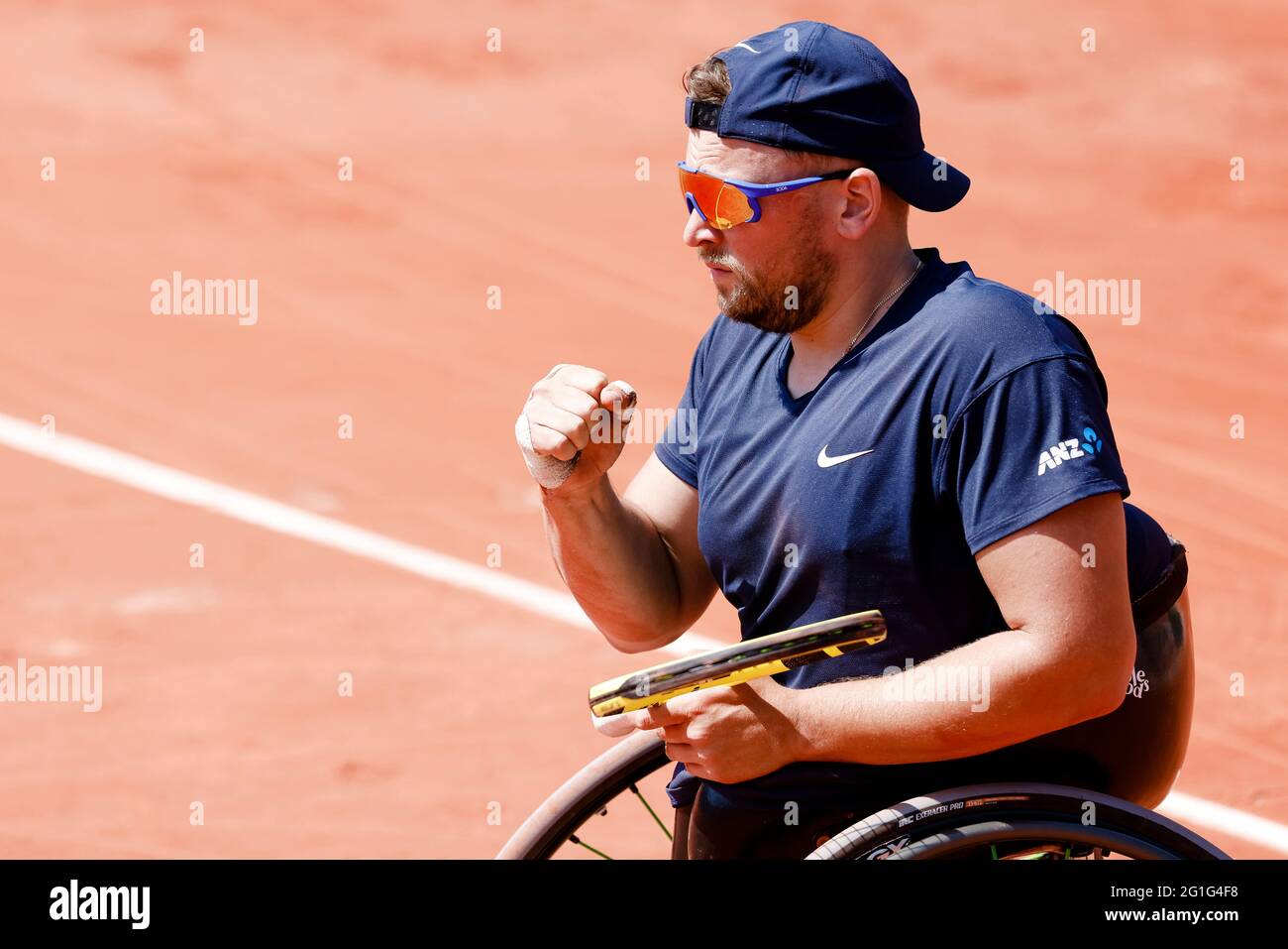 Paris Frankreich Juni 2021 Tennis Grand Slam Atp Tour French Open Rollstuhltennis Singles Manner Finale Alcott Australien Schroeder Niederlande Dylan Alcott Ist In Aktion Quelle Frank Molter Dpa Alamy Live News Stockfotografie