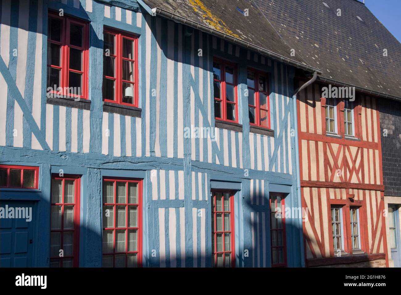 Pont l'Eveque (Normandie, Nordwestfrankreich): Fachwerkhaus in der Òrue VaucellesÓ-Straße. Die Geschichte von Gustave FlaubertÕs novella EIN einfaches Herz Stockfoto