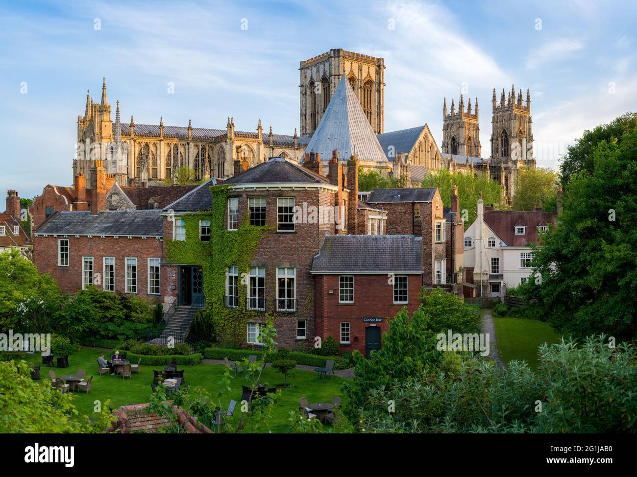 Sonnenuntergang in der historischen Stadt York Stockfoto