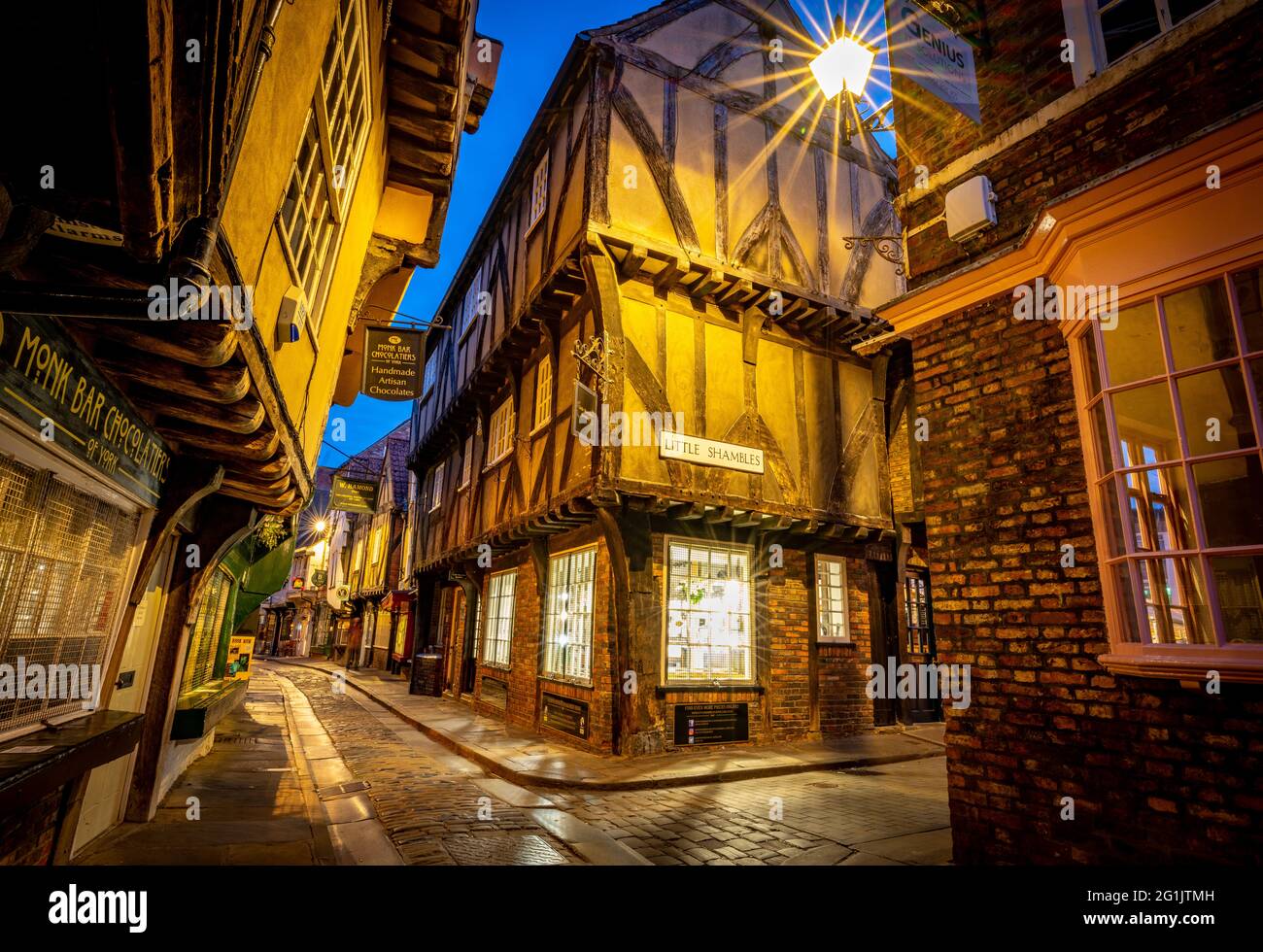 Sonnenuntergang in der historischen Stadt York Stockfoto