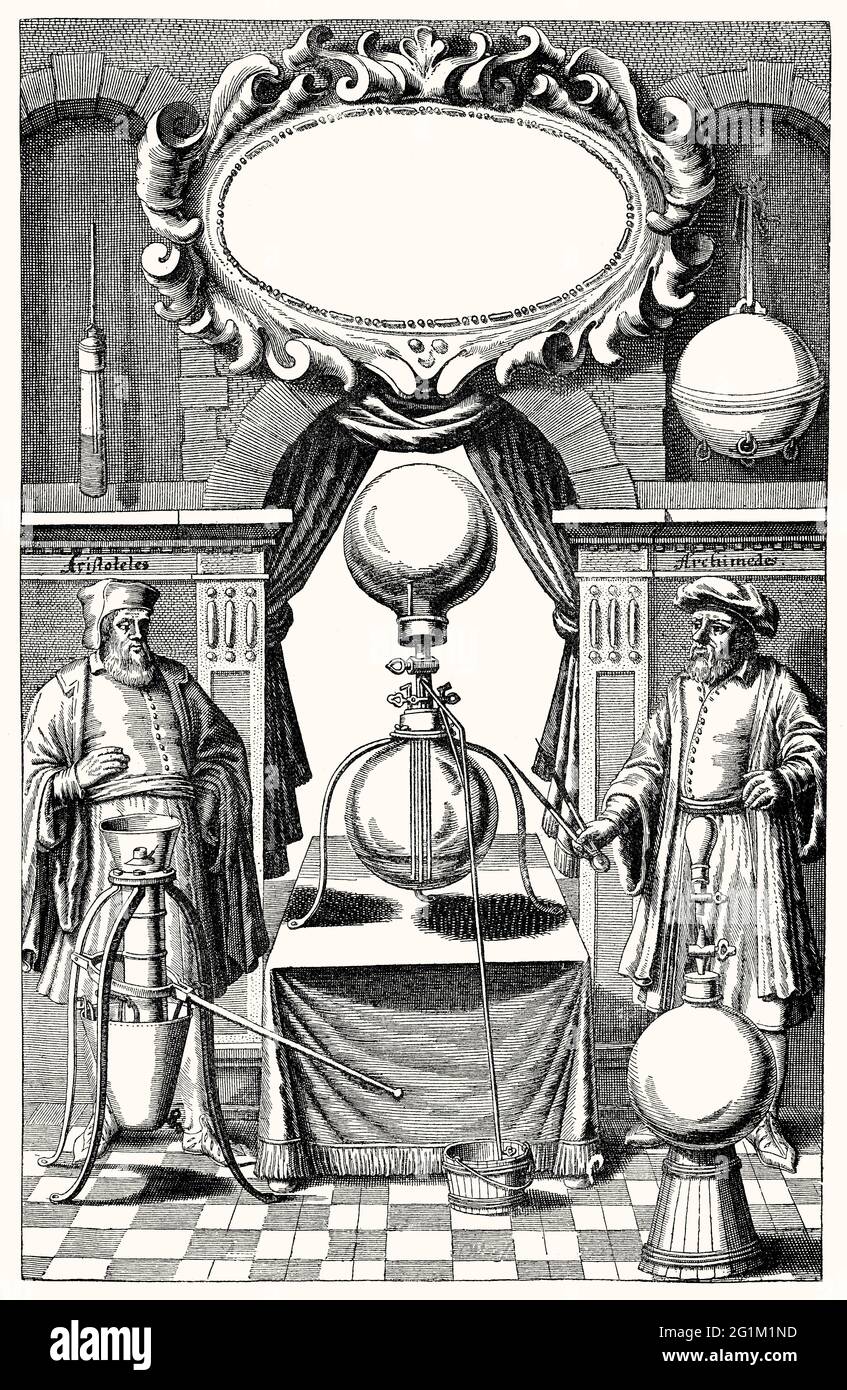 Titel der Experimenta Nova (ut vocantur) Magdeburgica de vacuo Spatio, Amsterdam, 1672 von Otto von Guericke, Amsterdam, 1672, Faksimile Stockfoto