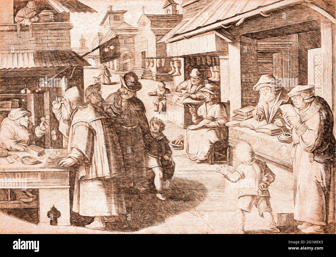 Brillenmacher und Brillenträger, 16. Jahrhundert Stockfoto