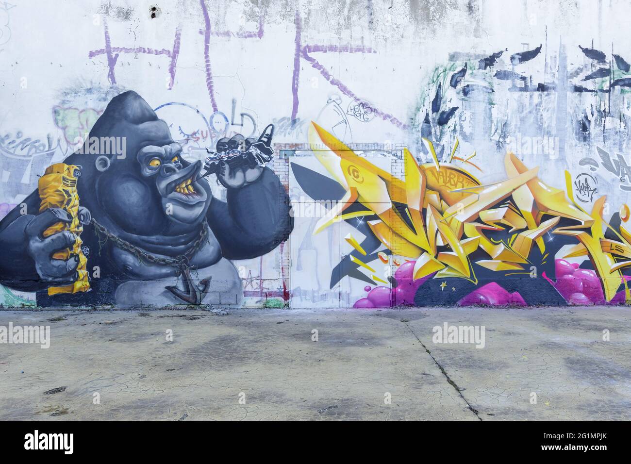 Frankreich, Meurthe et Moselle, Nancy, Street Art auf der Industriebrache des ehemaligen Industriestandorts Alsthom Stockfoto