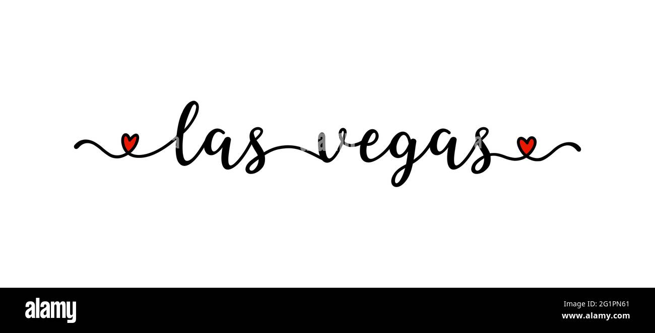 Handgezeichnetes Zitat aus Las Vegas als Banner oder Logo. Beschriftung für Postkarte, Einladung, Poster, Ikone, Etikett. Stock Vektor
