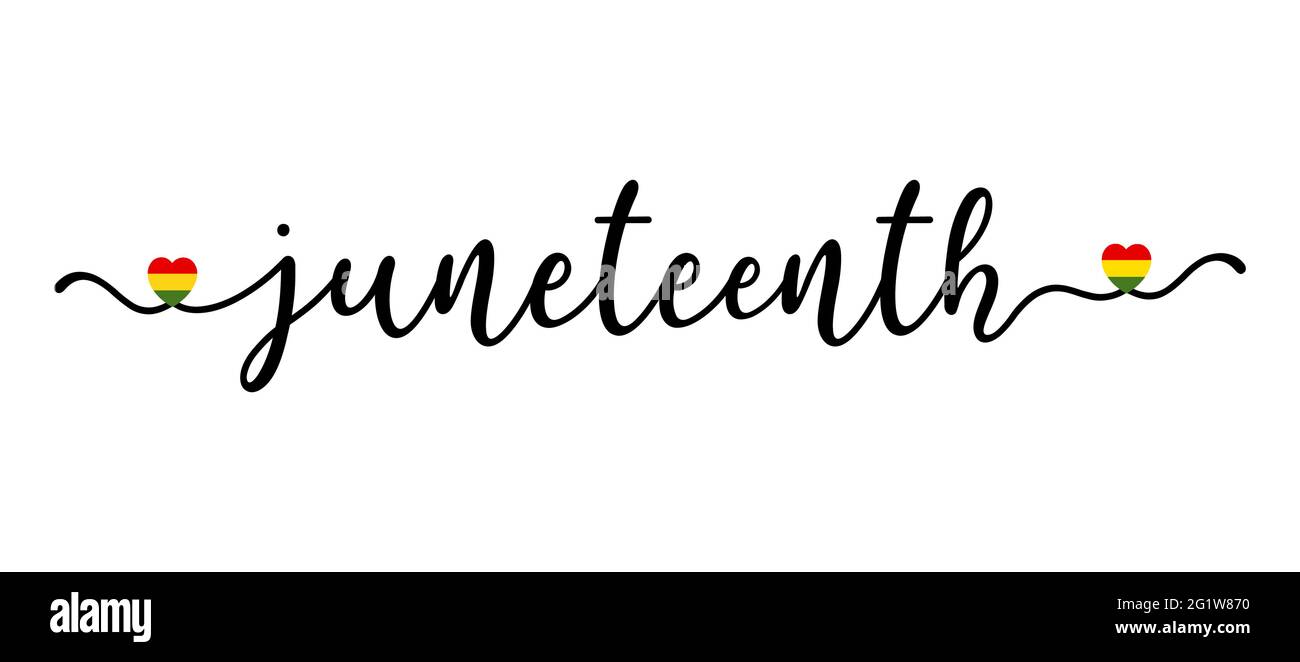 Handskizziertes JUNETEENTH-Wort mit herts als Banner. Schriftzüge oder moderne Kalligraphie. Vektor Stock Vektor