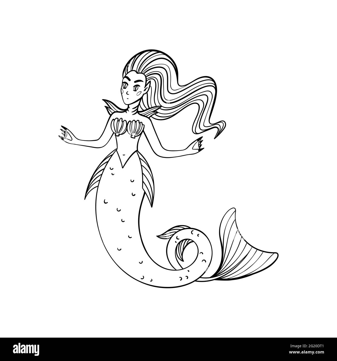 Magische Kreaturen gesetzt. Mythologische Kreatur - Meerjungfrau. Doodle-Stil schwarz-weiß Vektor-Illustration isoliert auf weißem Hintergrund. Tattoo-Design o Stock Vektor Magische Kreaturen gesetzt. Mythologische Kreatur - Meerjungfrau. Doodle-Stil schwarz-weiß Vektor-Illustration isoliert auf weißem Hintergrund. Tattoo-Design o Stock Vektor