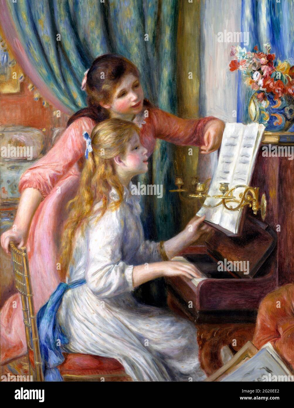 Zwei junge Mädchen am Klavier von Pierre Auguste Renoir (1841-1919), Öl auf Leinwand, 1892 Stockfoto