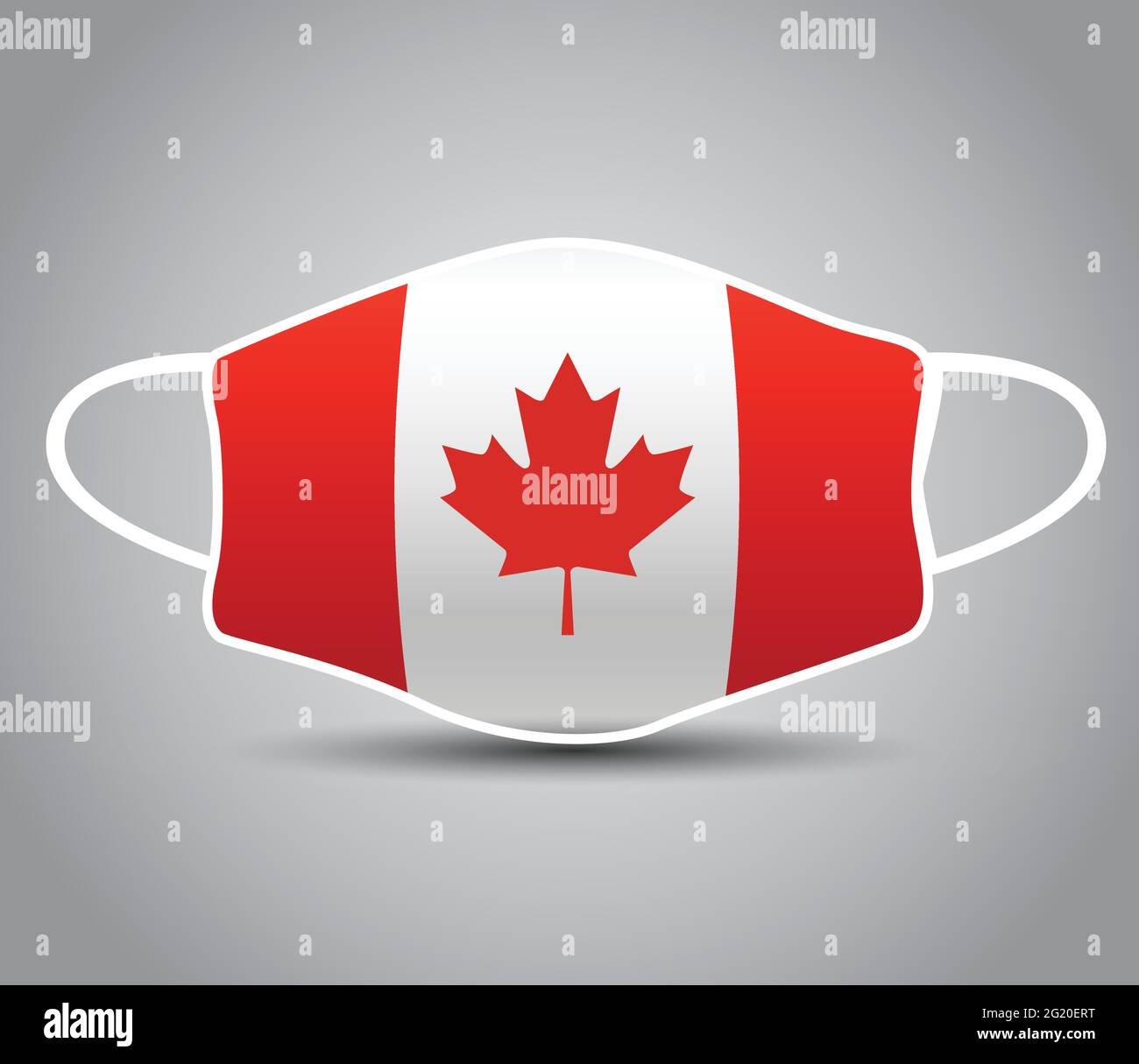 Alles gute zum Tag in Kanada. Kanada-Flagge mit medizinischer Maske, zum Drucken verwenden. Cvid19, Corona-Virus-Konzept. Stock Vektor