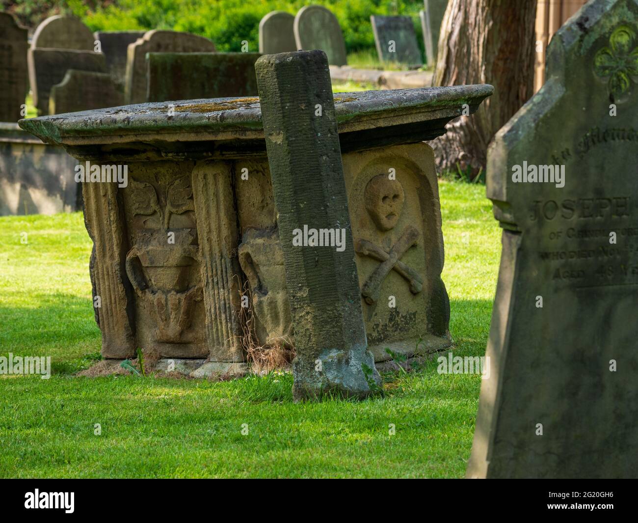 Eyam Dorf Kirche Gräber Beulenpest Standort aus dem Jahr 1665 Stockfoto