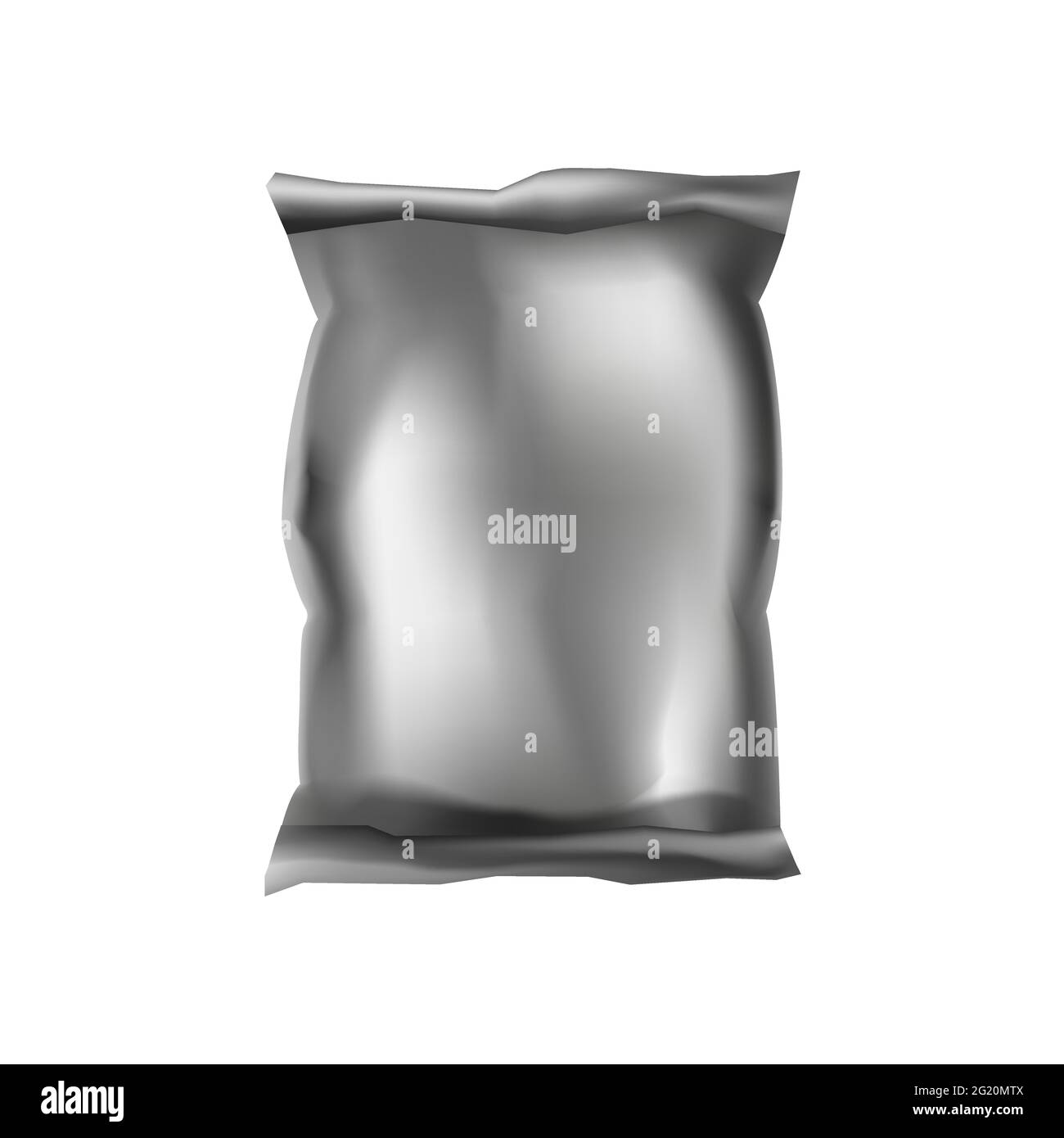 Versiegelte Verpackungsschablone in Silber. Beutelschutz zum Verpacken von Sachen Stock Vektor