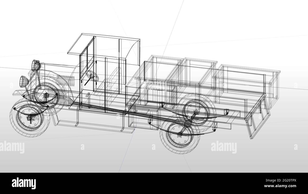 3d-Illustration. Polnischer Militärtransporter aus der Zeit des Zweiten Weltkriegs Stockfoto