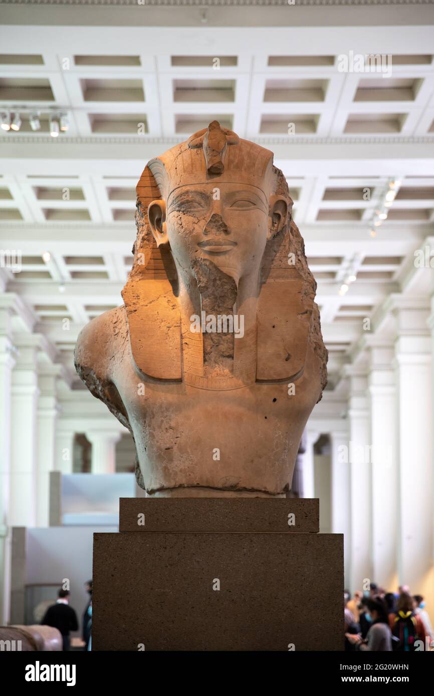 Büste von König Amenhotep III., British Museum, London, Großbritannien Stockfoto