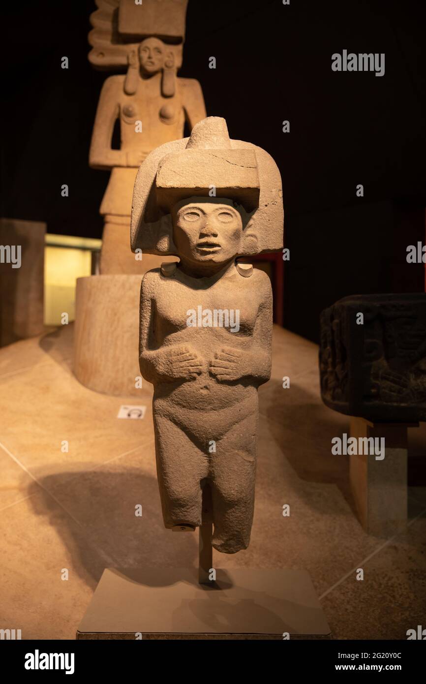 Aztec Sculptures, The British Museum, London UK Stockfoto