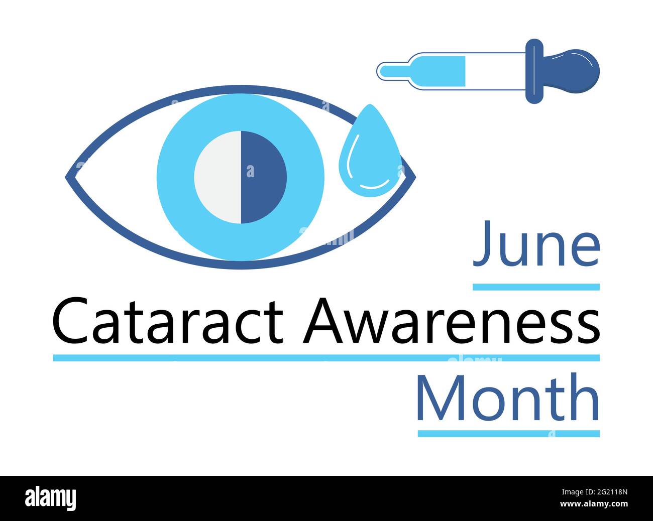 Im Juni wird der Monat des Kataraktbewusstseins gefeiert. Glaukom-Erkrankung und Nephropathie Probleme. Augenarzt, okulistisches Konzept Illustration. Augenlicht che Stock Vektor
