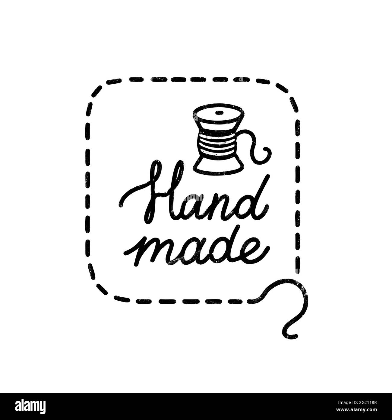 Handgemachtes Symbol oder Logo. Vintage-Stempel-Ikone mit handgefertigtem Schriftzug und Coil. Vintage Vektor Illustration für Banner und Label Design Stock Vektor