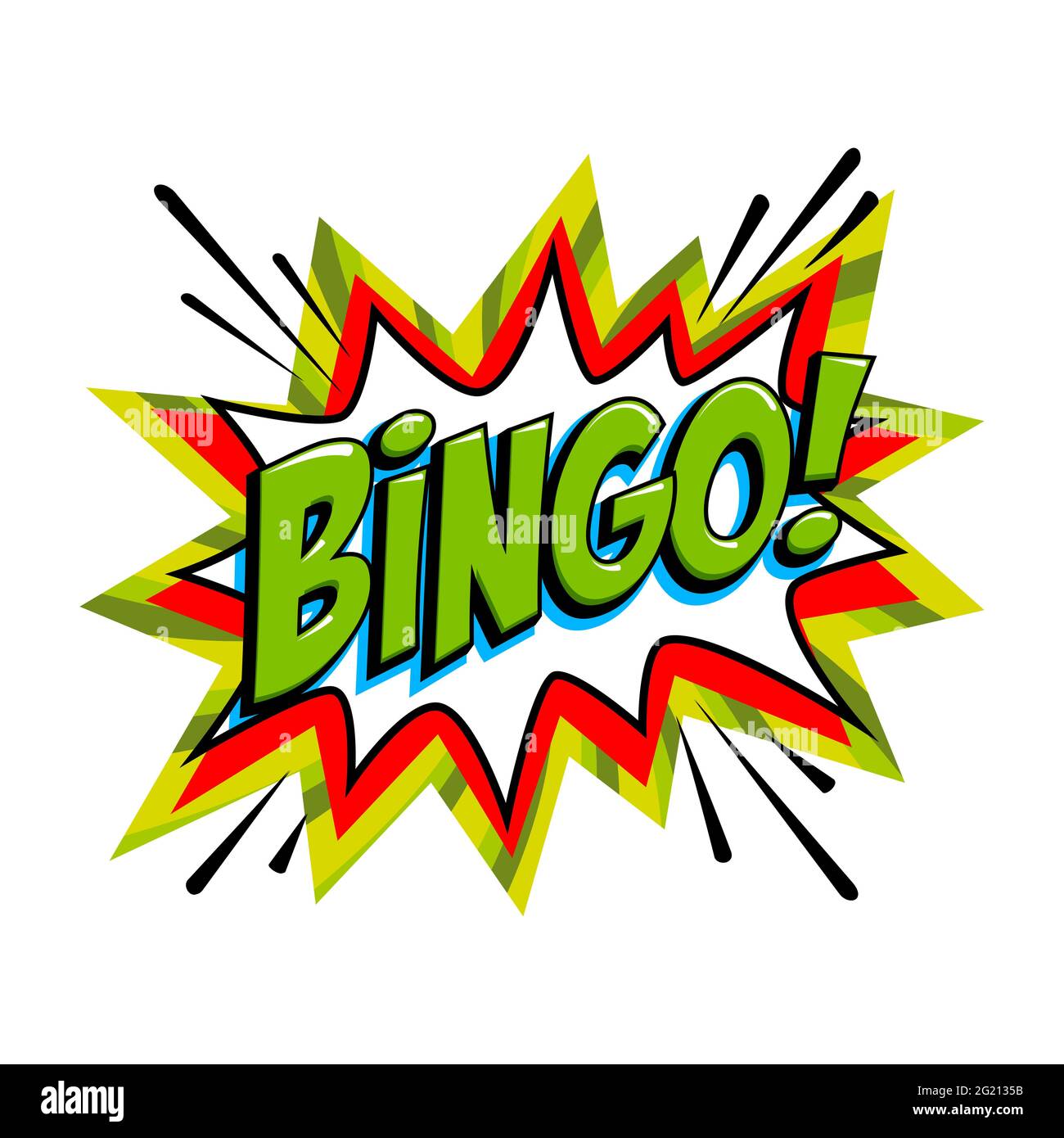 Bingo - Lotterie grünen Vektor-Banner. Lotterie-Spiel Hintergrund in Comic-Pop-Art-Stil. Cartoon-Vektorgrafik. Stock Vektor