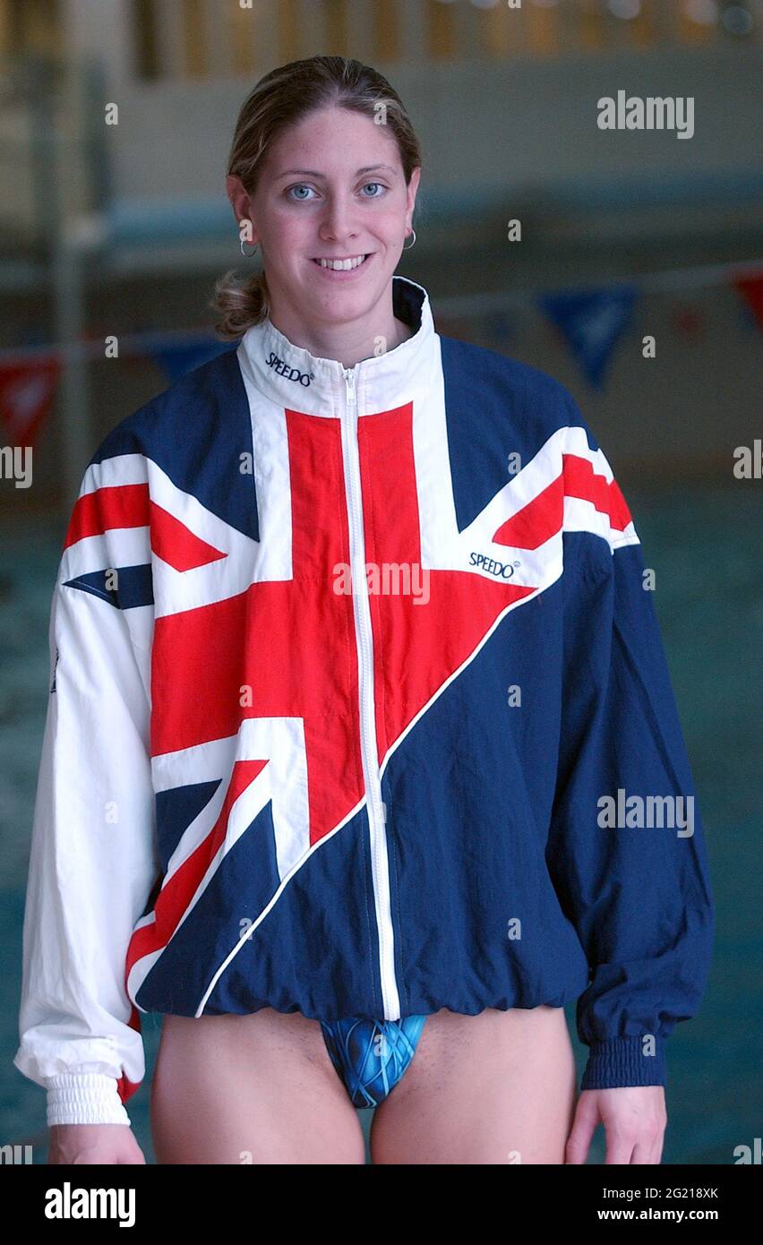 Weltmeister katie Sexton aus portsmouth, 200 Meter Rückenschwimmen, Bild mike Walker, 2003 Stockfoto