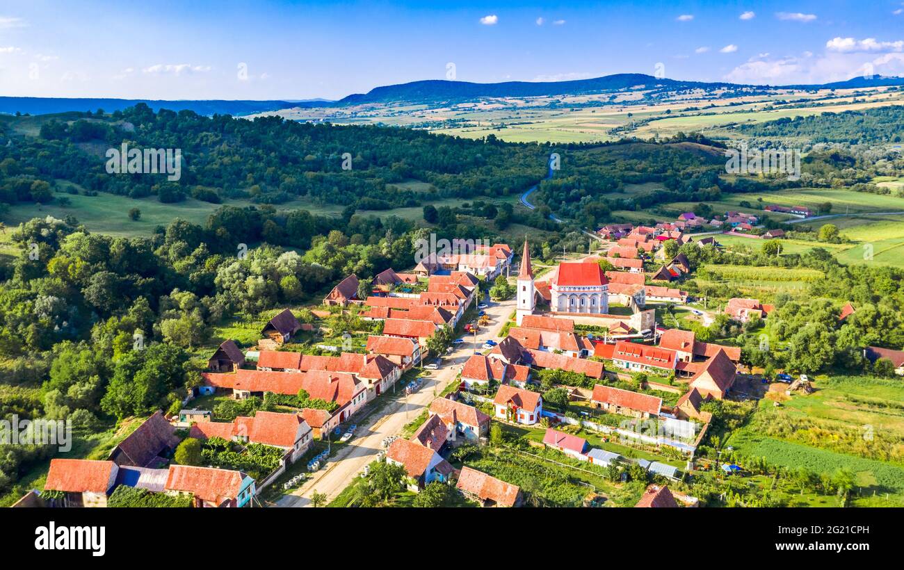 Cloaster, Rumänien. Siebenbürgen Dorf und befestigte Kirche sächsischen Wahrzeichen in Osteuropa. Stockfoto