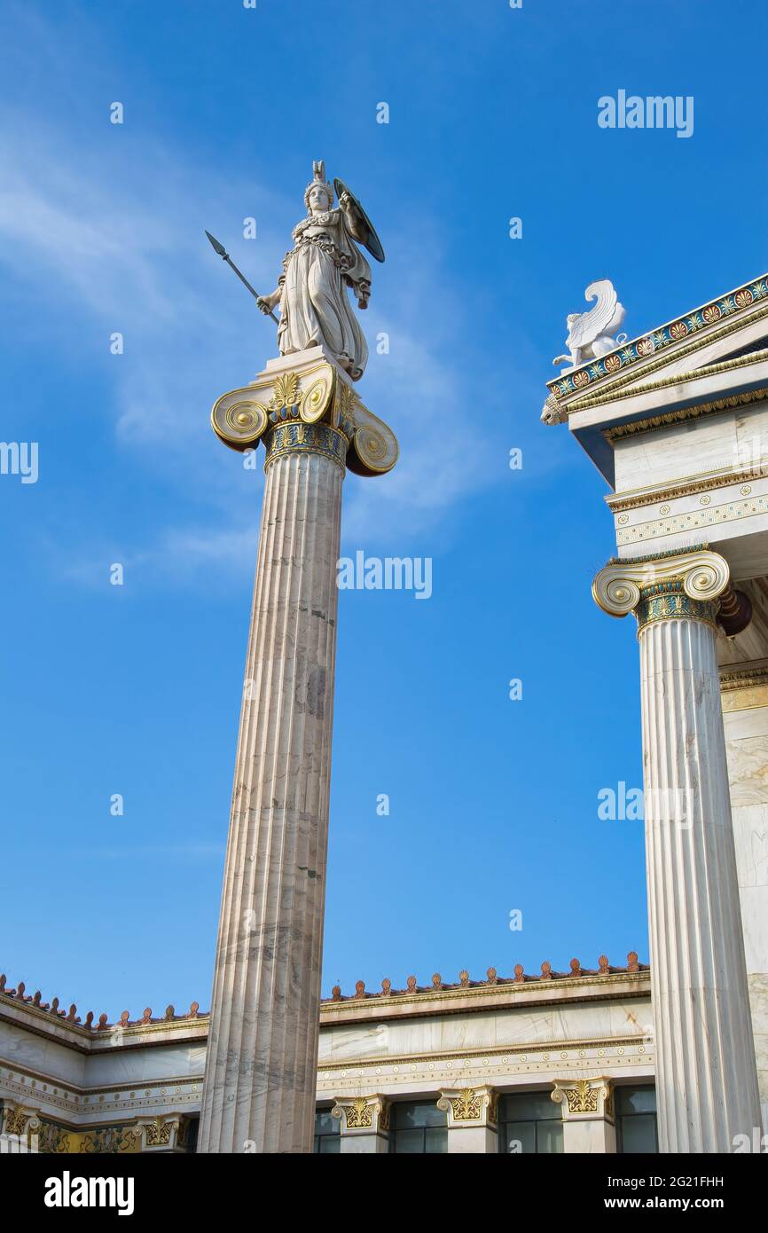 Die Statue der Göttin Athene . Athen, Griechenland. Stockfoto