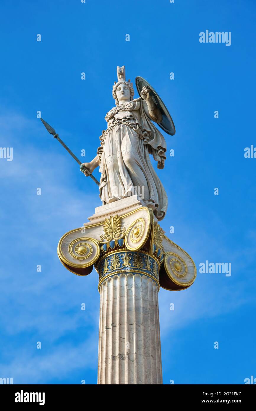 Die Statue der Göttin Athene . Athen, Griechenland. Stockfoto
