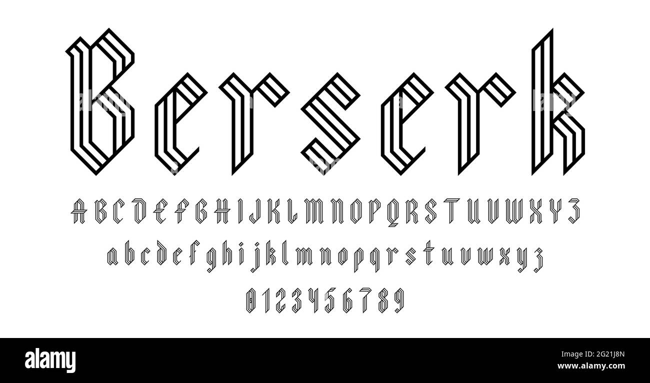 Satz von Alphabeten Schrift Buchstaben und Zahlen antiken vintage Blackletter Vektordarstellung des Konzeptes Stock Vektor