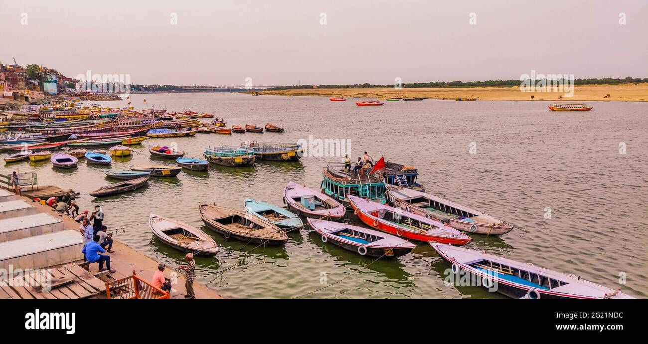 Ghat von Varanasi Banaras Stockfoto