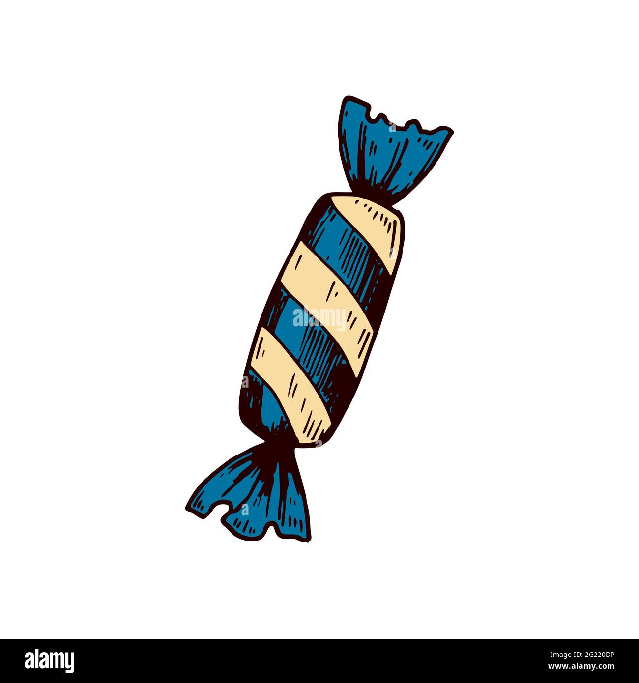 Handgezeichnete bunte Süßigkeiten isoliert auf Weiß. Vektorgrafik im Skizzenstil Stock Vektor