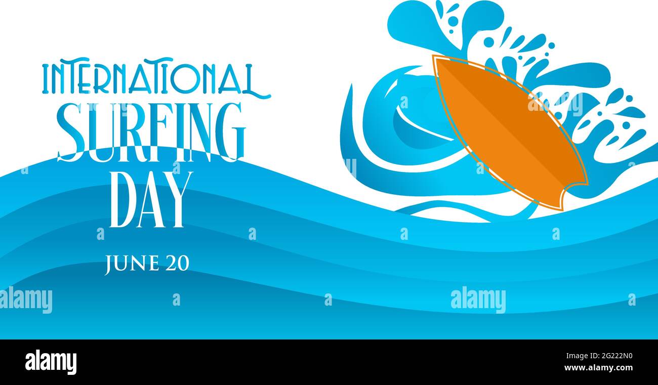 International Surfing Day Vektorgrafik. Vorlage für Surfing Day für Hintergrund, Banner, Poster, Card Holiday Campaign. Stock Vektor