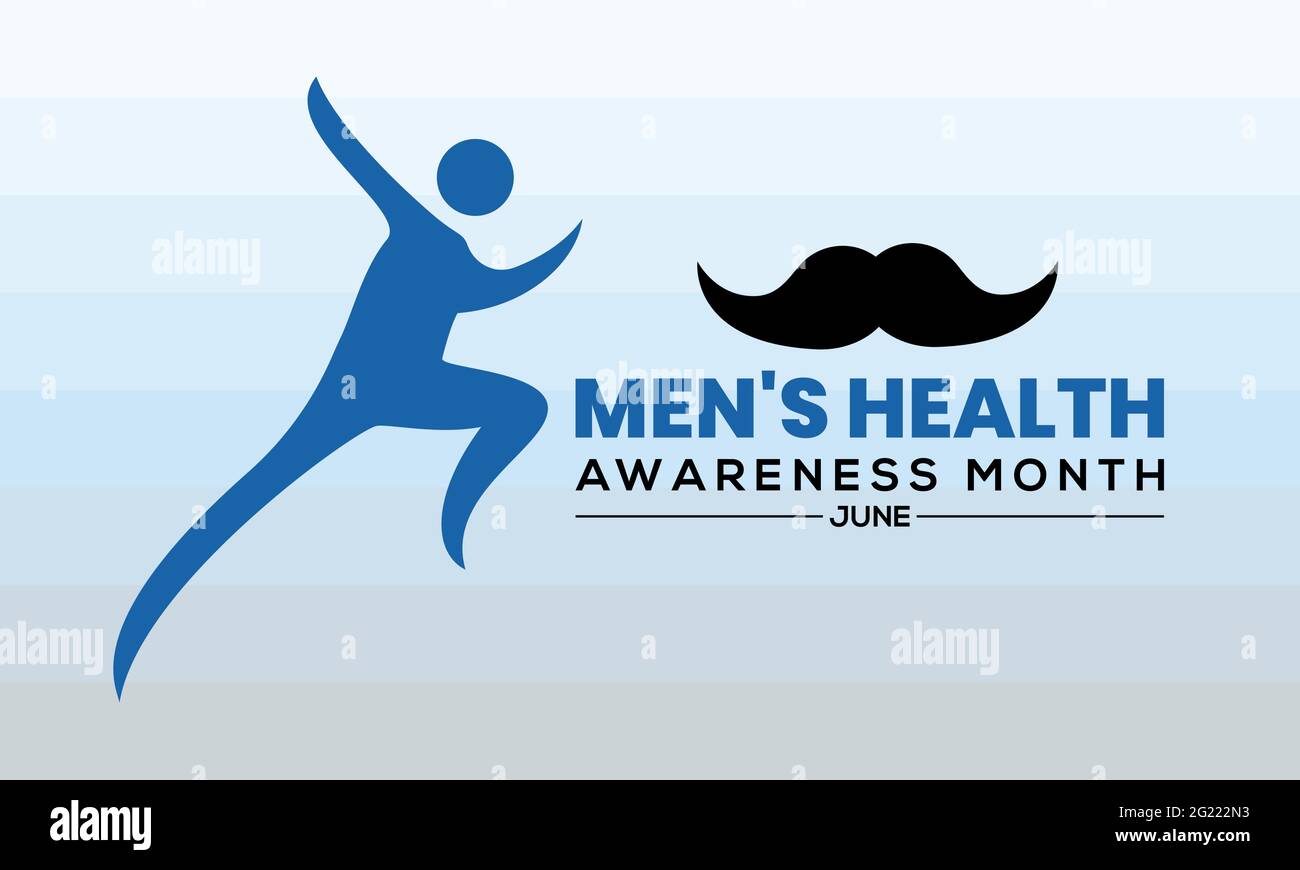 Men's Health Awareness Month im Juni. Banner, Grußkarte, Hintergrundvorlage in der Kampagne zur Sensibilisierung für medizinische Gesundheit. Stock Vektor